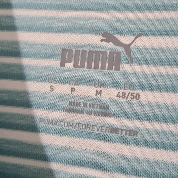 Puma‎ Striped Polo Shirt Legacy Print Blue Small NWT - Picture 4 of 6